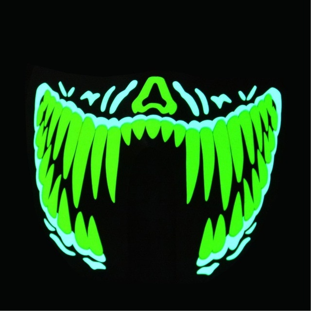 Halloween LED Mask LED Light Up Party Terror Mask Cold Light Halloween Glowing Helmet Fire Festival Party Glowing Dance Custume